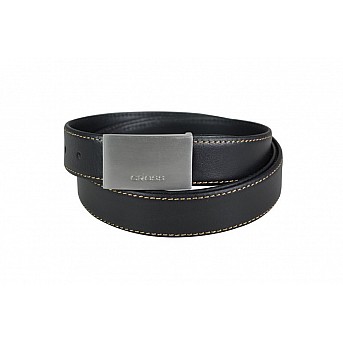 Ремень Cross Pamplona Black, односторонний, кожа гладкая, цвет чёрный с бежевой строчкой, 126 х 3 см