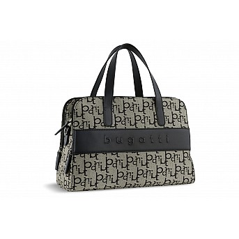 Сумка женская BUGATTI Elea, бежево-черный цвет, жаккард/воловья кожа/полиэстер, 32х12х21 см