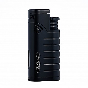 Зажигалка S.Quire газовая, турбо, тройное пламя, черная, глянцевая