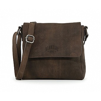 Сумка через плечо KLONDIKE «Naika», натуральная кожа в темно-коричневом цвете, 23,5 х 22 х 7 см