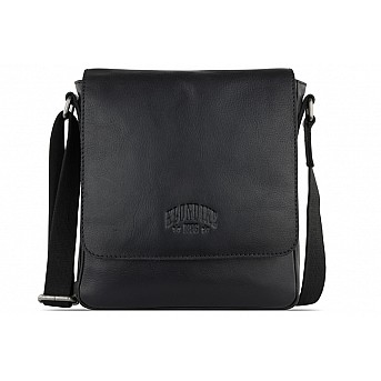 Сумка через плечо KLONDIKE GOLD «Taylor», натуральная кожа в черном цвете, 22 х 23,5 х 5,5 см