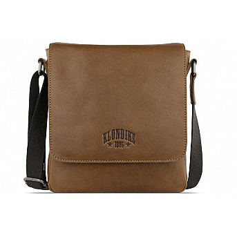 Сумка через плечо KLONDIKE GOLD «Taylor», натуральная кожа в коньячном цвете, 22 х 23,5 х 5,5 см