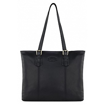 Сумка женская KLONDIKE RUSH «Lily», натуральная кожа в черном цвете, 42,5 х 29 х 13 см