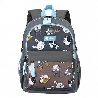 Рюкзак TORBER CLASS X Mini, коричневый с орнаментом, полиэстер 900D + Мешок для обуви в подарок!