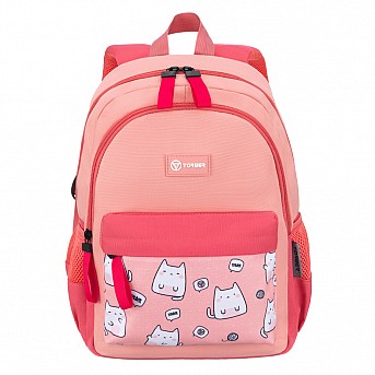 Рюкзак TORBER CLASS X Mini, розовый с орнаментом, полиэстер 900D + Мешок для обуви в подарок!