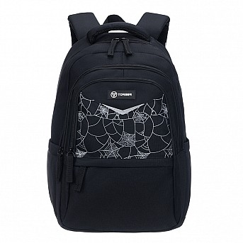 Рюкзак TORBER CLASS X, чёрный с орнаментом, 43 х 32 х 13 см + Мешок для сменной обуви в подарок!