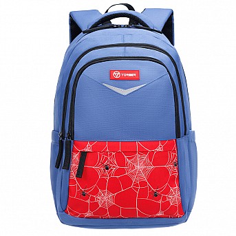 Рюкзак TORBER CLASS X, синий/красный с орнаментом, 43 х 32 х 13см+ Мешок для сменной обуви в подарок