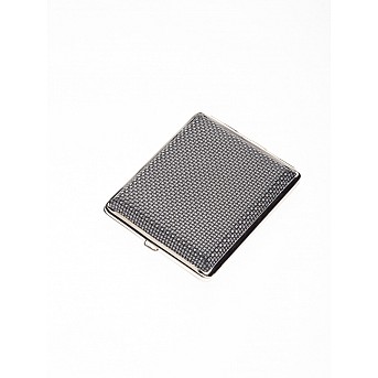 Портсигар S.Quire, сталь+искусственная кожа, черный цвет с рисунком, 74*95*18 мм