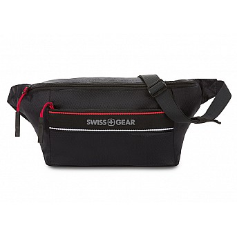Сумка на пояс SWISSGEAR, черная, полиэстер с плетением рип-стоп, 38 x 5 x 15 см