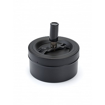 Пепельница S.Quire круглая, сталь, покрытие черная краска, черный, с черной ручкой, 90 мм