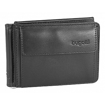 Зажим для денег BUGATTI Primo, чёрный, натуральная воловья кожа, 11х1х8 см