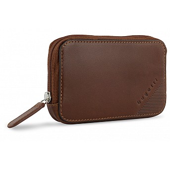 Ключница BUGATTI Nobile, коньячного цвета, воловья кожа/полиэстер, 11,5х1,5х7 см