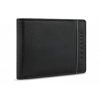 Портмоне BUGATTI Banda, с защитой данных RFID, чёрное, кожа козы/полиэстер, 12,5х2х9 см