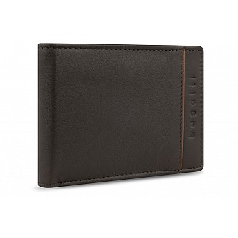 Портмоне BUGATTI Banda, с защитой данных RFID, коричневое, кожа козы/полиэстер, 12,5х2х9 см