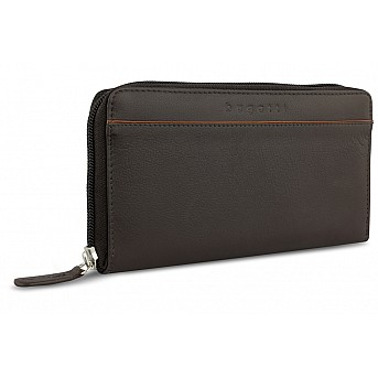 Кошелёк женский BUGATTI Banda, с защитой данных RFID, коричневый, кожа козы/полиэстер, 18,5х2х10 см