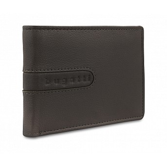 Портмоне BUGATTI Bomba, с защитой данных RFID, коричневое, кожа козы/полиэстер, 12,5х2х9 см