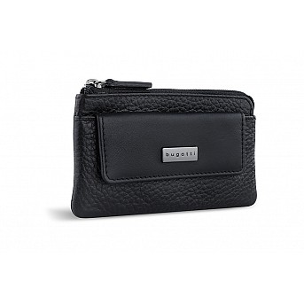 Ключница BUGATTI Sina, черная, воловья кожа/полиэстер, 13х1,5х7 см
