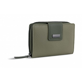 Кошелёк женский BUGATTI Sina, зеленый, воловья кожа/полиэстер, 13,7х3х9,5 см