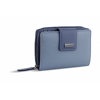 Кошелёк женский BUGATTI Sina, голубой, воловья кожа/полиэстер, 13,7х3х9,5 см