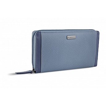 Кошелёк женский BUGATTI Sina, голубой, воловья кожа/полиэстер, 19х3х11 см