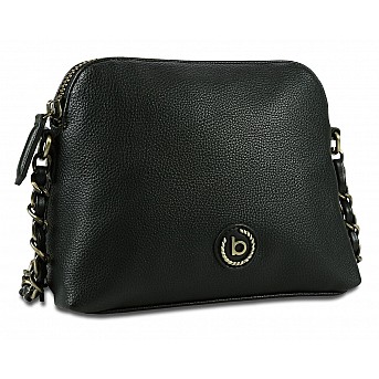 Сумка наплечная женская BUGATTI Passione, чёрная, полиуретан, 23х8х17,5 см