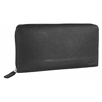 Кошелёк-барсетка BUGATTI Atlanta, на молнии, чёрный, натуральная воловья кожа, 21х2х12 см