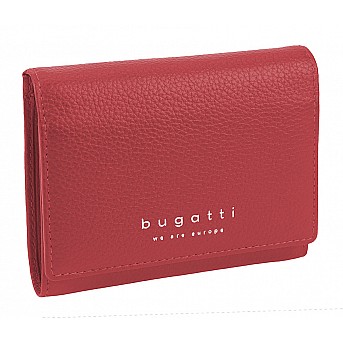 Кошелёк женский BUGATTI Linda, красный, натуральная воловья кожа, 12х3х9,5 см