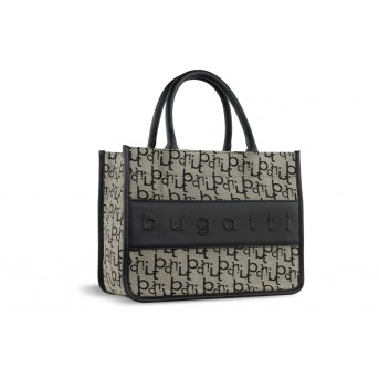 Сумка-тоут BUGATTI Elea, бежево-черный цвет, жаккард/воловья кожа/полиэстер, 30 х 13 х 22,5 см