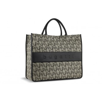 Сумка-тоут BUGATTI Elea, бежево-черный цвет, жаккард/воловья кожа/полиэстер 41 х 15 х 34,5 см
