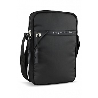 Сумка через плечо BUGATTI Blanc Delight, чёрная, нейлон RPET600D/тарпаулин/полиэстер, 16х4х23 см