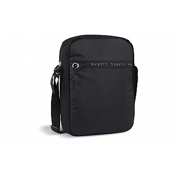 Сумка наплечная BUGATTI Blanc Delight, чёрная, нейлон RPET600D/тарпаулин/полиэстер