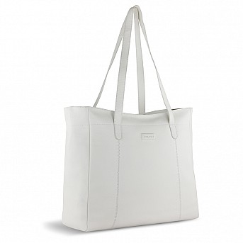 Сумка дорожная женская BUGATTI Elsa, белая, воловья кожа/полиэстер, 57х15х37 см