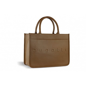 Сумка-тоут женская BUGATTI Daphne, коньячный цвет, воловья кожа/полиэстер, 29,5х13х22 см