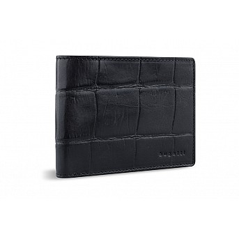 Портмоне BUGATTI Nevio, чёрный, воловья кожа/козья кожа/полиэстер, 12,5х2,5х9,3 см