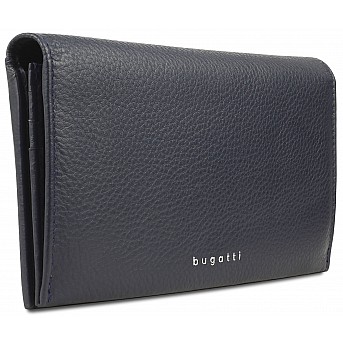 Кошелёк женский BUGATTI Lady Top, тёмно-синий, натуральная воловья кожа, 19,5х2х10 см