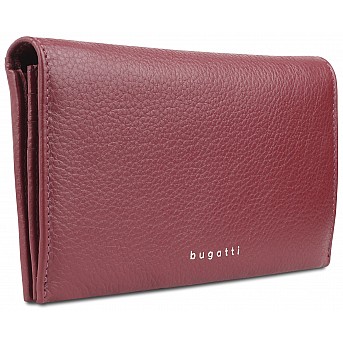 Кошелёк женский BUGATTI Lady Top, красный, натуральная воловья кожа, 19,5х2х10 см