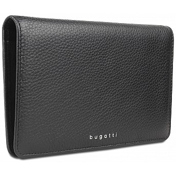 Кошелёк женский BUGATTI Lady Top, чёрный, натуральная воловья кожа, 19,5х2х11,2 см