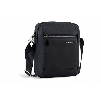 Сумка наплечная мужская BUGATTI Sera, антрацитовая, полиэстер, 17х5,5х21 см, 1,5 л