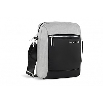 Сумка наплечная мужская BUGATTI Sera, светло-серая, полиэстер, 17х5,5х21 см, 1,5 л