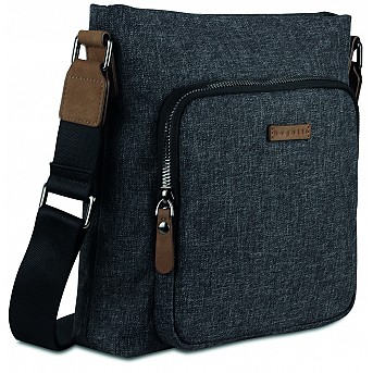 Сумка наплечная мужская BUGATTI Luce, серая, полиэстер, 24х5х25,5 см