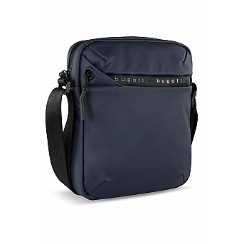 Сумка наплечная BUGATTI Blanc, синяя, тарпаулин/полиэстер, 17х4,5х21 см