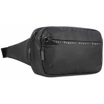 Сумка на пояс BUGATTI Blanc, чёрная, тарпаулин/полиэстер, 26х5,5х13,5 см