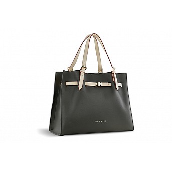 Сумка наплечная женская BUGATTI Ella, оливковая, полиуретан, 37,5х13,5х28 см