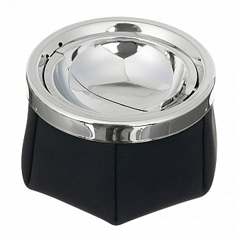 Пепельница S.Quire шестиугольная, сталь, покрытие хром, черн.краска, искусств. кожа, черная, 110 мм