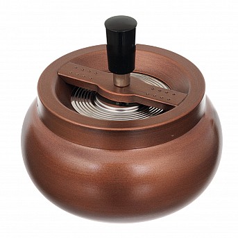 Пепельница S.Quire круглая, сталь, покрытие хром, бронзов. краска, бронзовая, с черн. ручкой, 130 мм