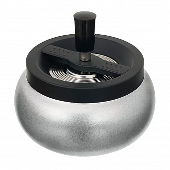 Пепельница S.Quire круглая, сталь, покрытие хром, черн. краска, серая, с черной ручкой, 130 мм