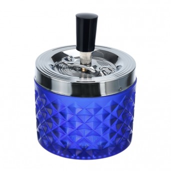 Пепельница S.Quire круглая, сталь, покрытие хром, стекло, синяя, 90 мм