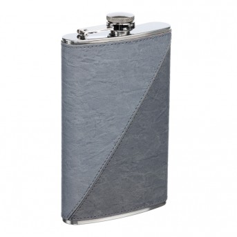 Фляга S.Quire 0,27 л, сталь+искусственная кожа, светло-серая