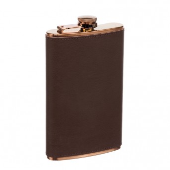Фляга S.Quire 0,27 л, сталь+кожа спилок, коричневая