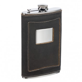 Фляга S.Quire 0,27 л, сталь+натуральная кожа, коричневая
